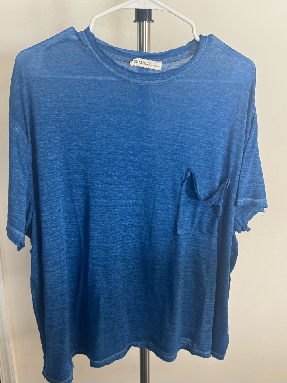 Zenana Outfitters Heathered Royal Blue Pocket Tee